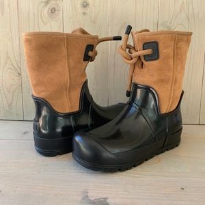 UGG RAINCLOUD LACE BLACK CHESTNUT RAINBOOTS new